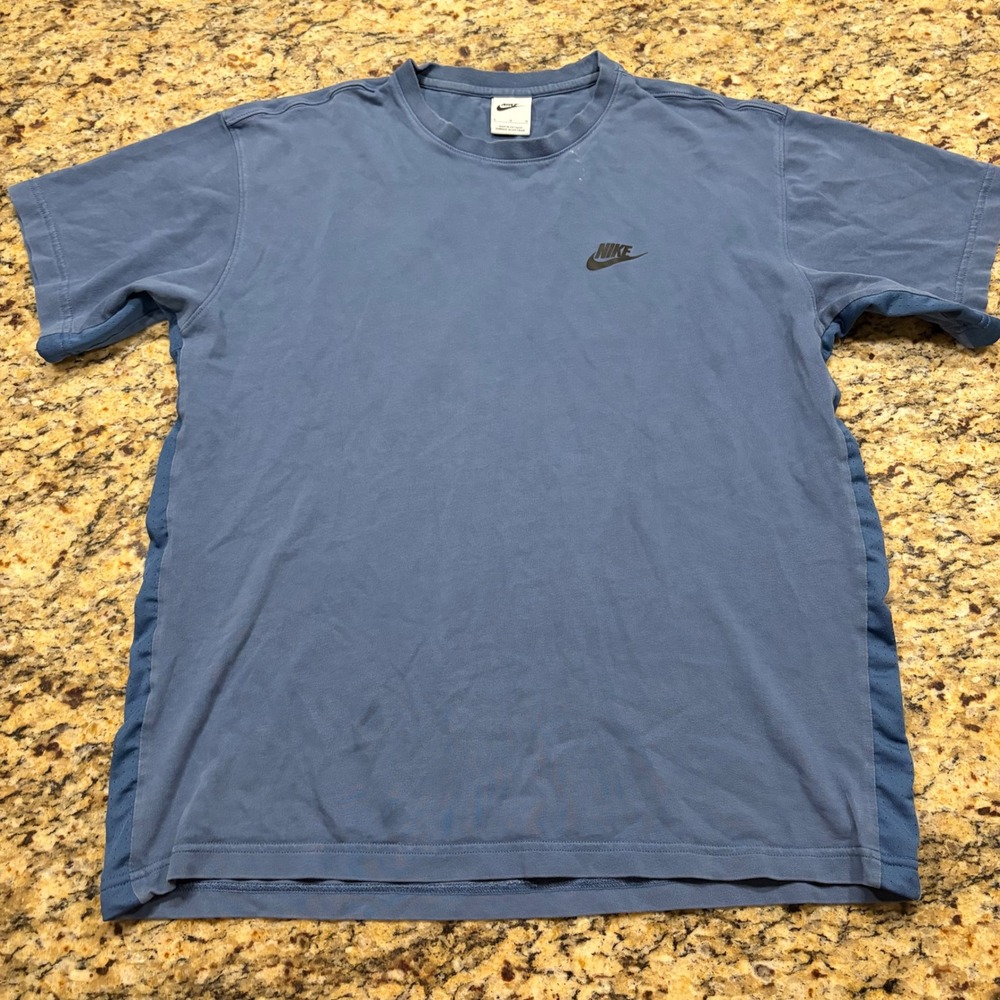 Nike Mens Blue Short Sleeve Mesh Side Panel Graphic T-Shirt Size Large ws